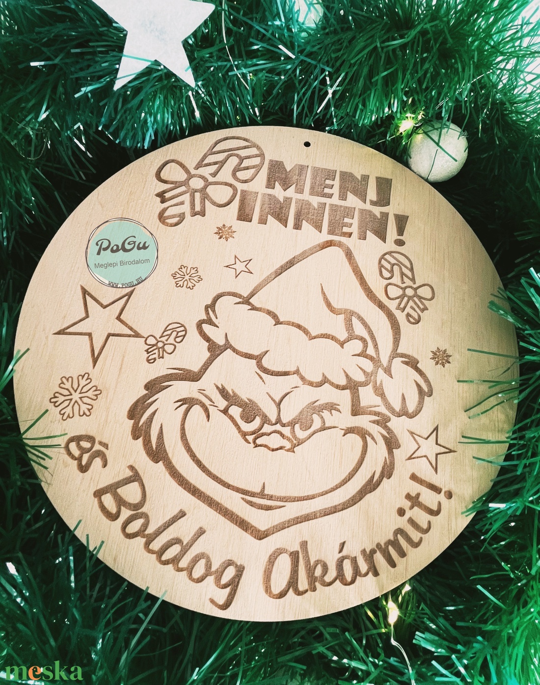 Grinch karácsonyi tábla - otthon & életmód - dekoráció - ajtó- és ablak dekoráció - ajtótábla - Meska.hu
