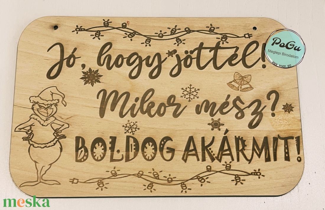 Grinch karácsonyi tábla - karácsony - karácsonyi lakásdekoráció - karácsonyi lakásdíszek - Meska.hu