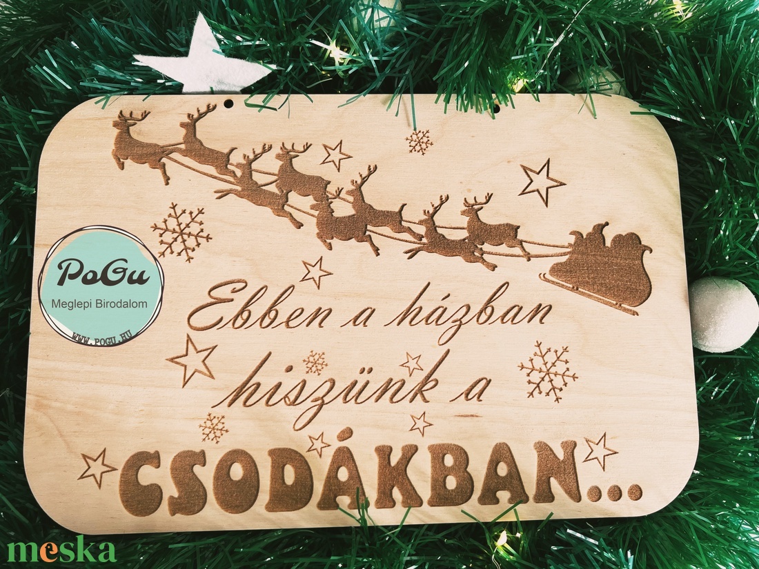 Hiszünk a csodákban ajtó tábla - karácsony - karácsonyi lakásdekoráció - karácsonyi lakásdíszek - Meska.hu