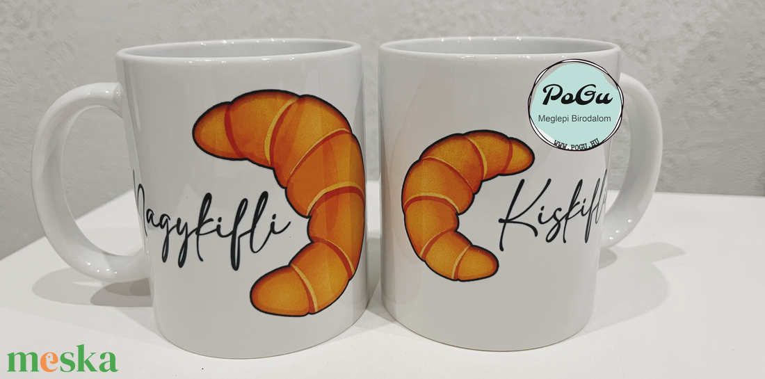 Kiskifli, nagykifli páros bögre - otthon & életmód - konyhafelszerelés, tálalás - tálalás - bögre & csésze - Meska.hu