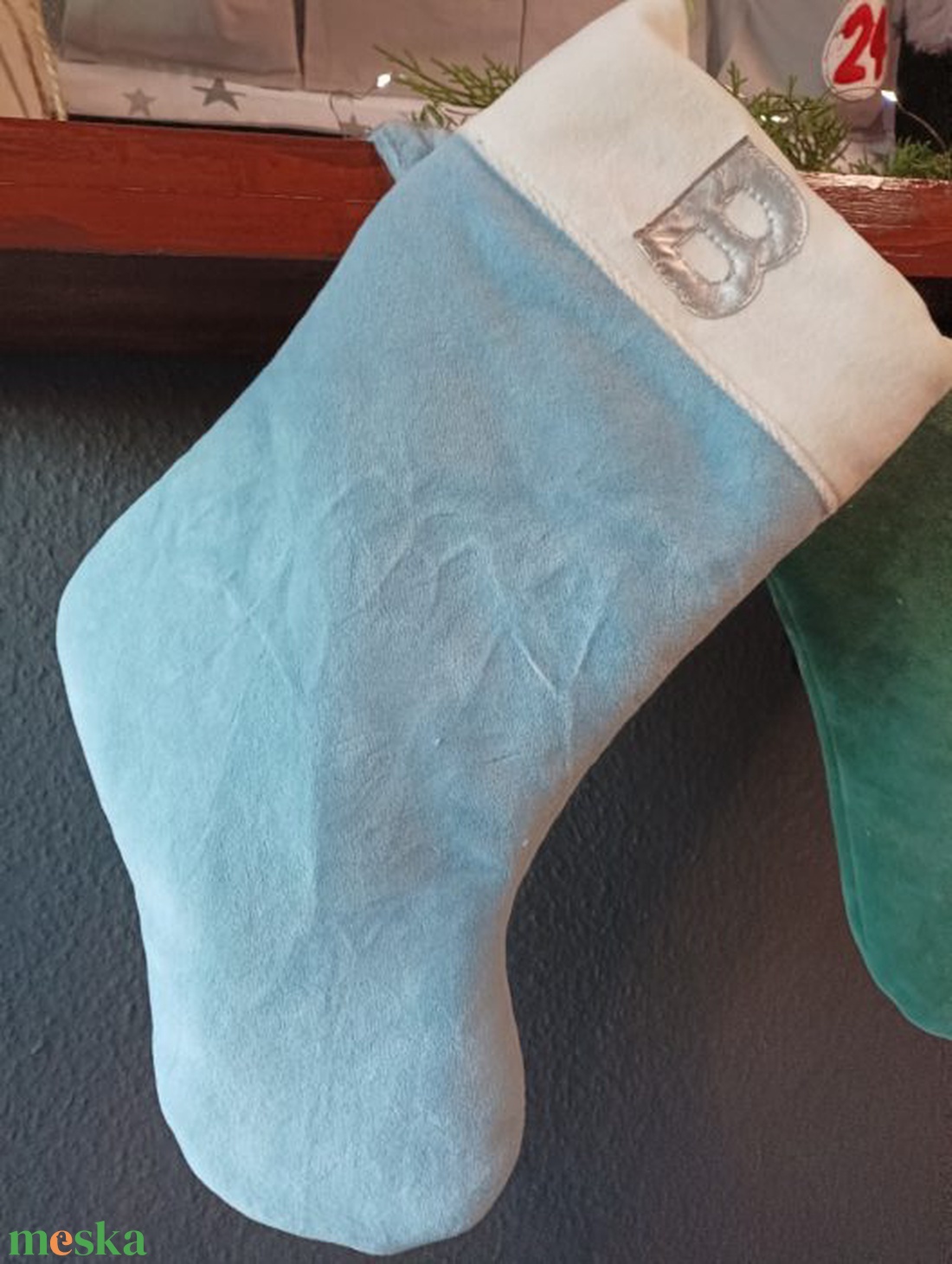 Ünnepi kék Karácsonyi zokni -  - Meska.hu