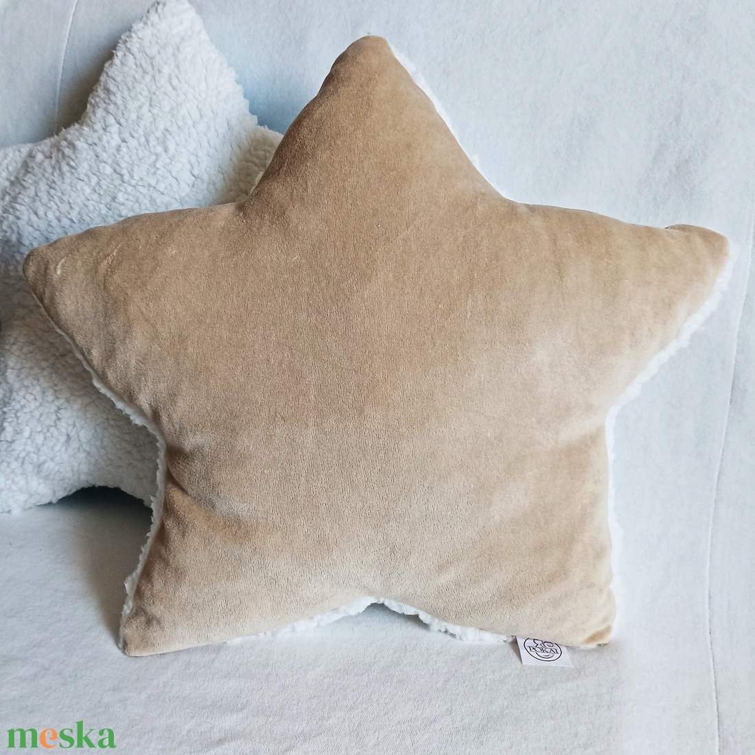 Sherpa csillag párna - bézs - otthon & életmód - lakástextil - párna & párnahuzat - forma párna - Meska.hu