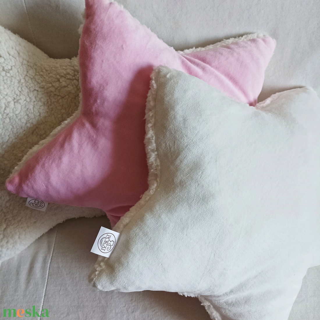 Sherpa csillag párna - rózsaszín - otthon & életmód - lakástextil - párna & párnahuzat - forma párna - Meska.hu