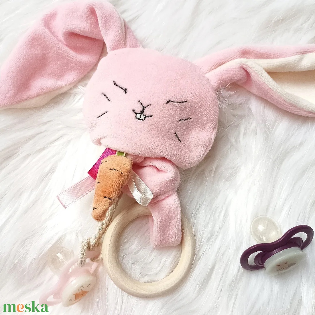 Nyuszi szundikendő - baba - mama - baba játékok - szundikendő, alvóka - Meska.hu