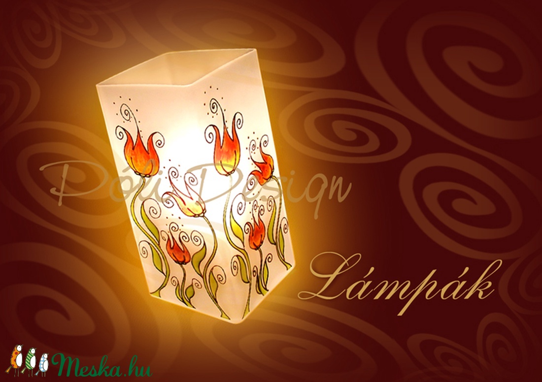 Lámpa - festett üveg asztali lámpa, tulipános - - Meska.hu Lámpa - festett üveg asztali lámpa, tulipános - - Meska.hu