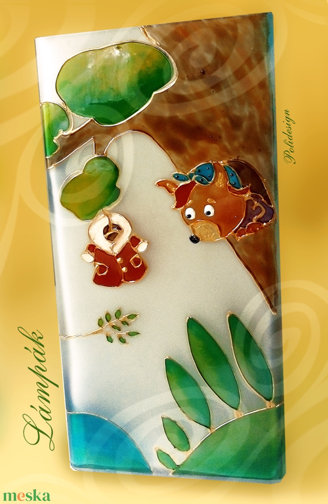 Lámpa - Festett üveg asztali lámpa - otthon & életmód - lámpa - asztali lámpa - Meska.hu