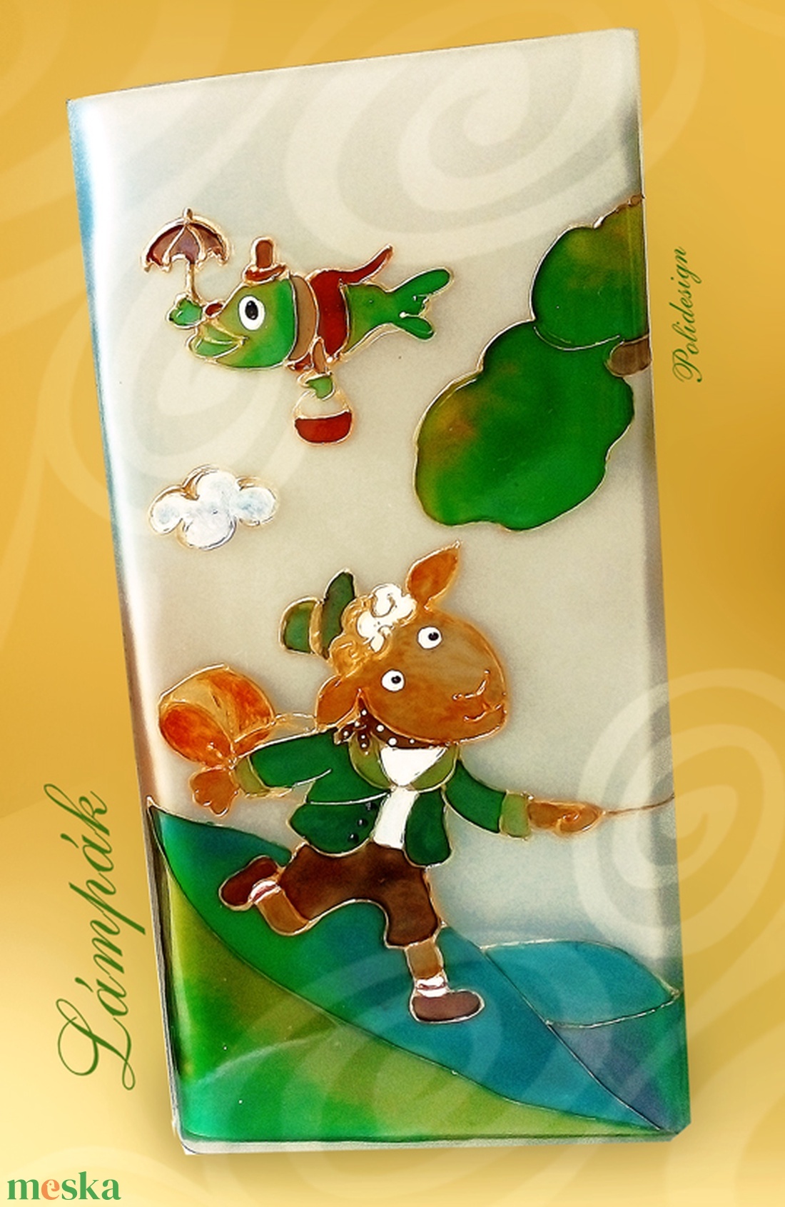 Lámpa - Festett üveg asztali lámpa - otthon & életmód - lámpa - asztali lámpa - Meska.hu