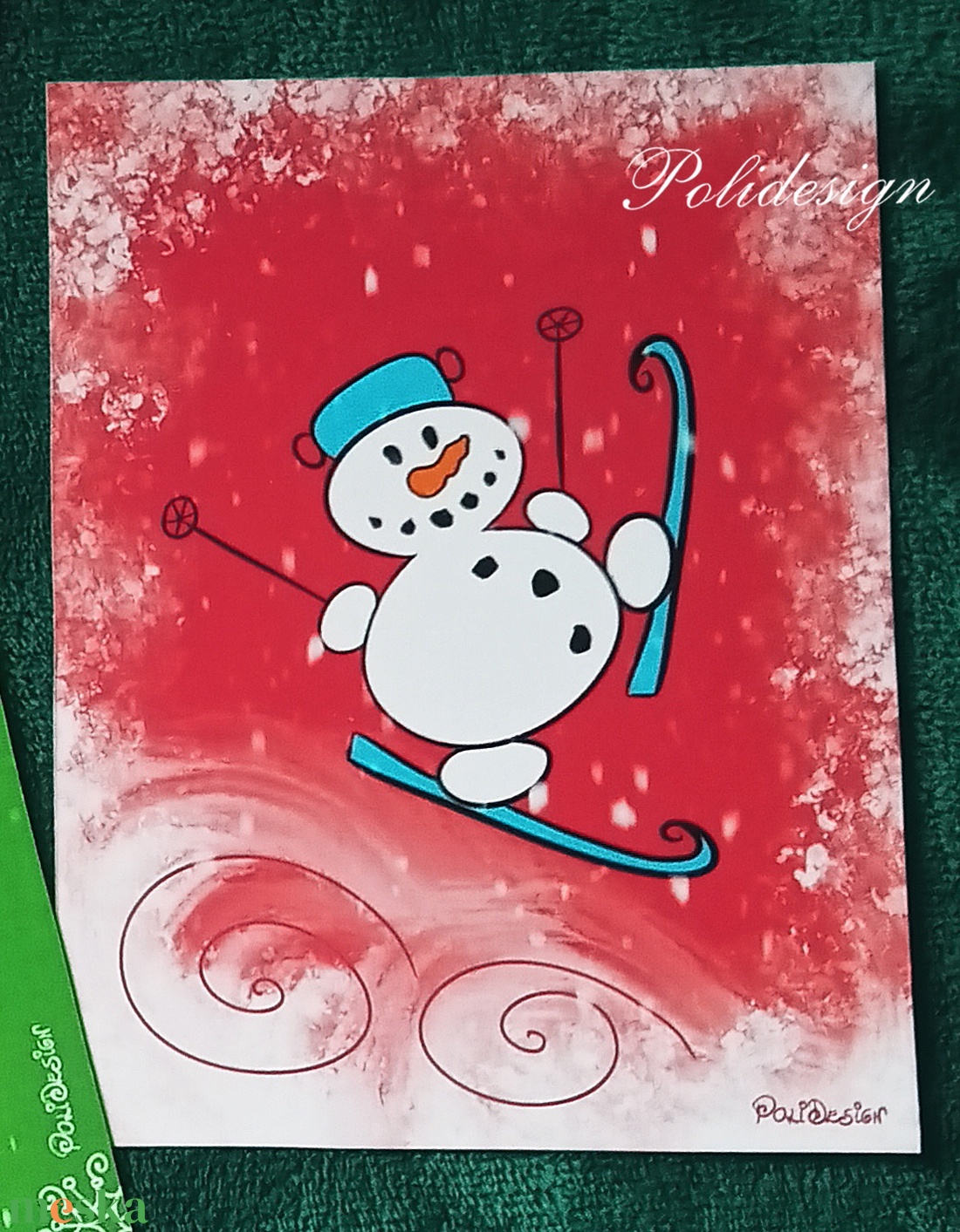 Kép keret nélkül - Hóember - karácsony - karácsonyi ajándékozás - karácsonyi képeslap, üdvözlőlap, ajándékkísérő - Meska.hu