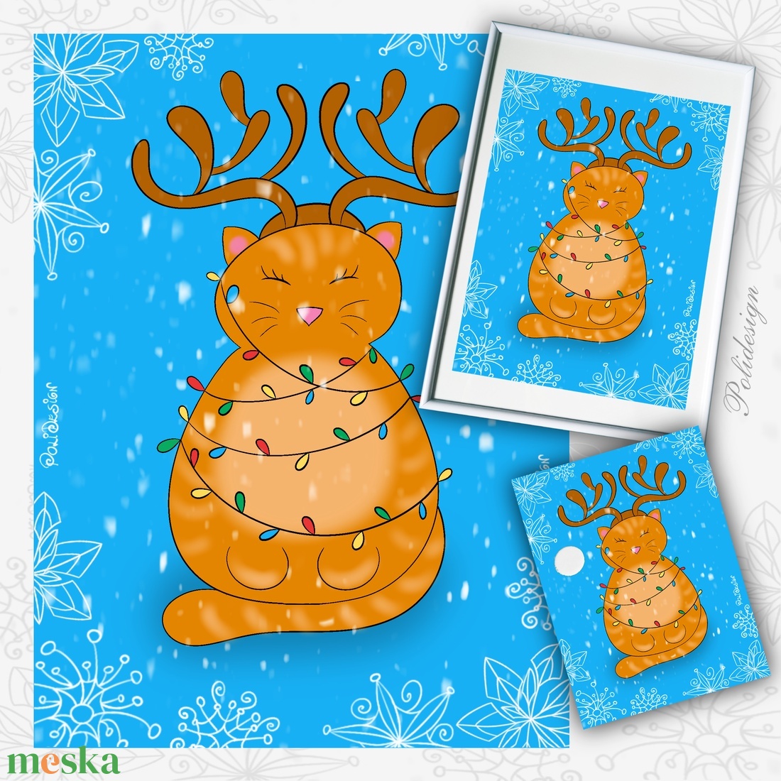 Kép - Narancs macska - A4-es kép keret nélkül - művészet - grafika & illusztráció - művészi nyomat - Meska.hu