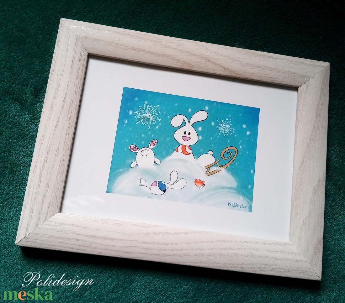 Kép - Szánkózó Nyulak - 13x18cm-es keretezett kép - otthon & életmód - dekoráció - kép & falikép - kép & falikép - Meska.hu Kép - Szánkózó Nyulak - 13x18cm-es keretezett kép - otthon & életmód - dekoráció - kép & falikép - kép & falikép - Meska.hu