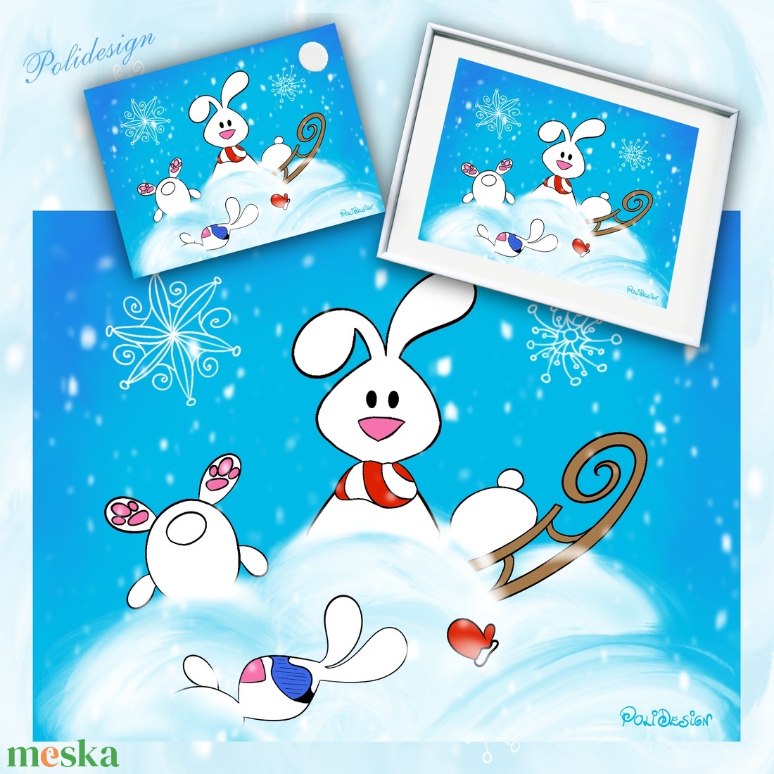 Kép - Korcsolyázó Jegesmedve - A4-es digitálisan rajzolt kép keret nélkül  - művészet - grafika & illusztráció - művészi nyomat - Meska.hu