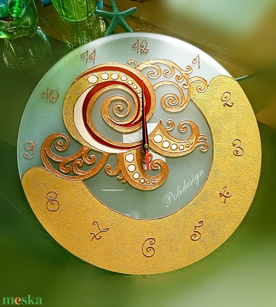 Óra - Sárkány aranyban - festett üveg nagyméretű falióra - otthon & életmód - dekoráció - fali és függő dekoráció - falióra & óra - Meska.hu Óra - Sárkány aranyban - festett üveg nagyméretű falióra - otthon & életmód - dekoráció - fali és függő dekoráció - falióra & óra - Meska.hu