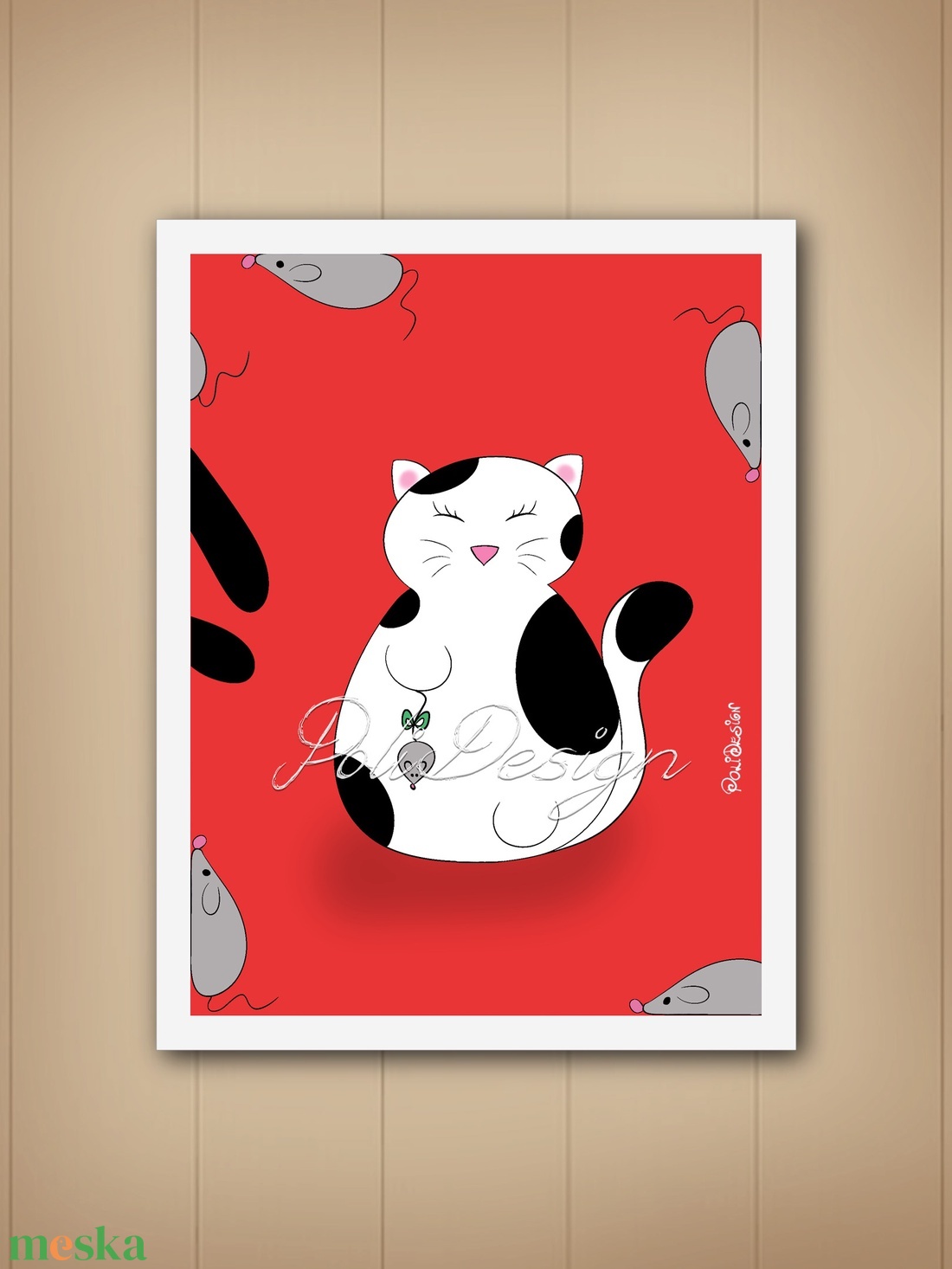 Kép - Narancs macska - A4-es kép keret nélkül - művészet - grafika & illusztráció - művészi nyomat - Meska.hu