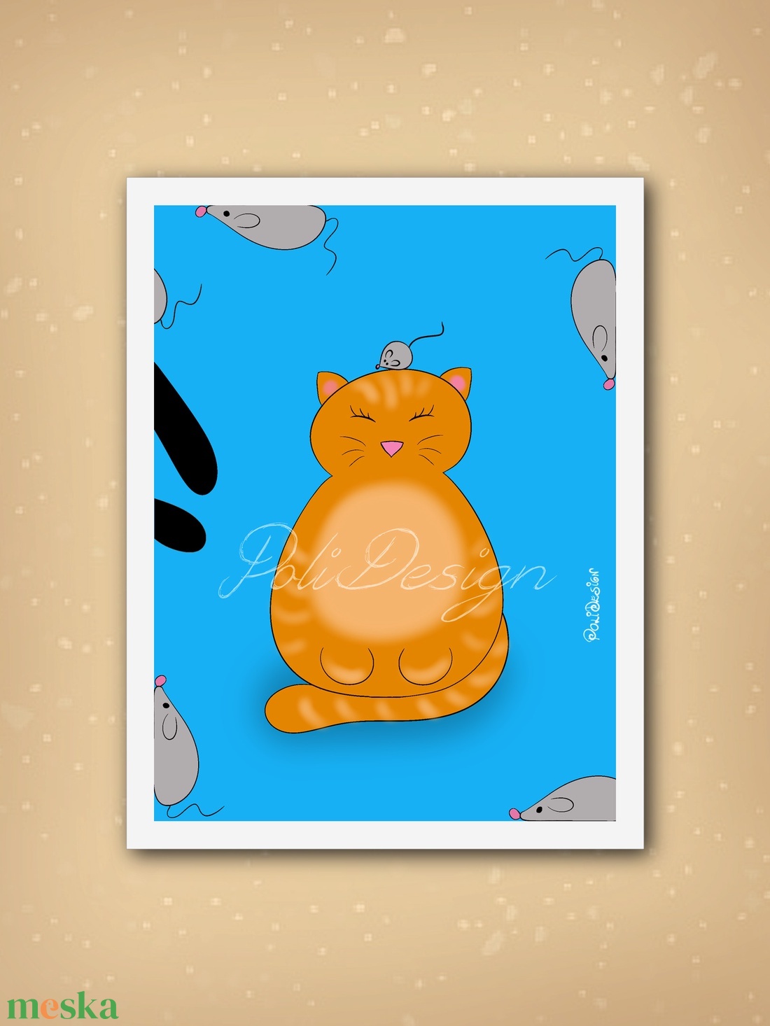 Kép - Egeres macska / Foltos - illusztráció, grafika - digitálisan rajzolt kép, keret nélkül - művészet - grafika & illusztráció - művészi nyomat - Meska.hu