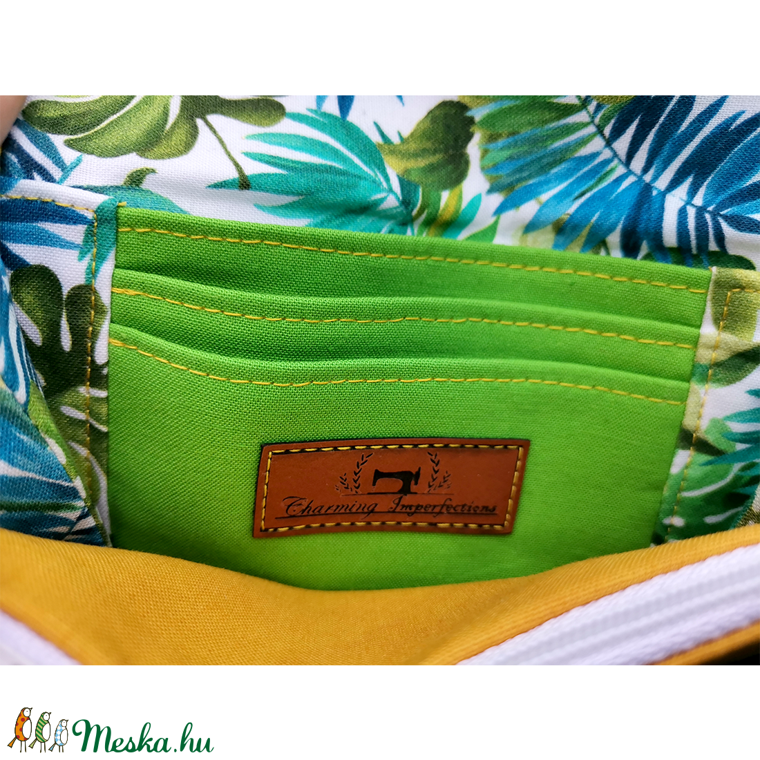 Kompakt pénztárca � könnyezőpálma (monstera) levelekkel - táska & tok - pénztárca & más tok - pénztárca - női pénztárca - Meska.hu