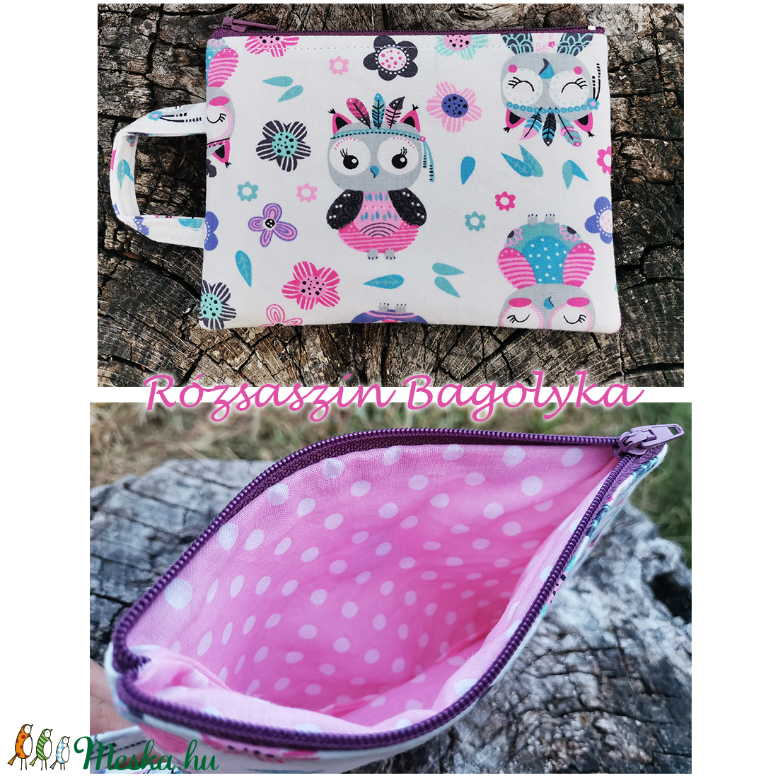 Mini táska � kék macik es rózsaszín baglyok - játék & sport - ovis felszerelés - egyéb ovis kiegészítő - Meska.hu