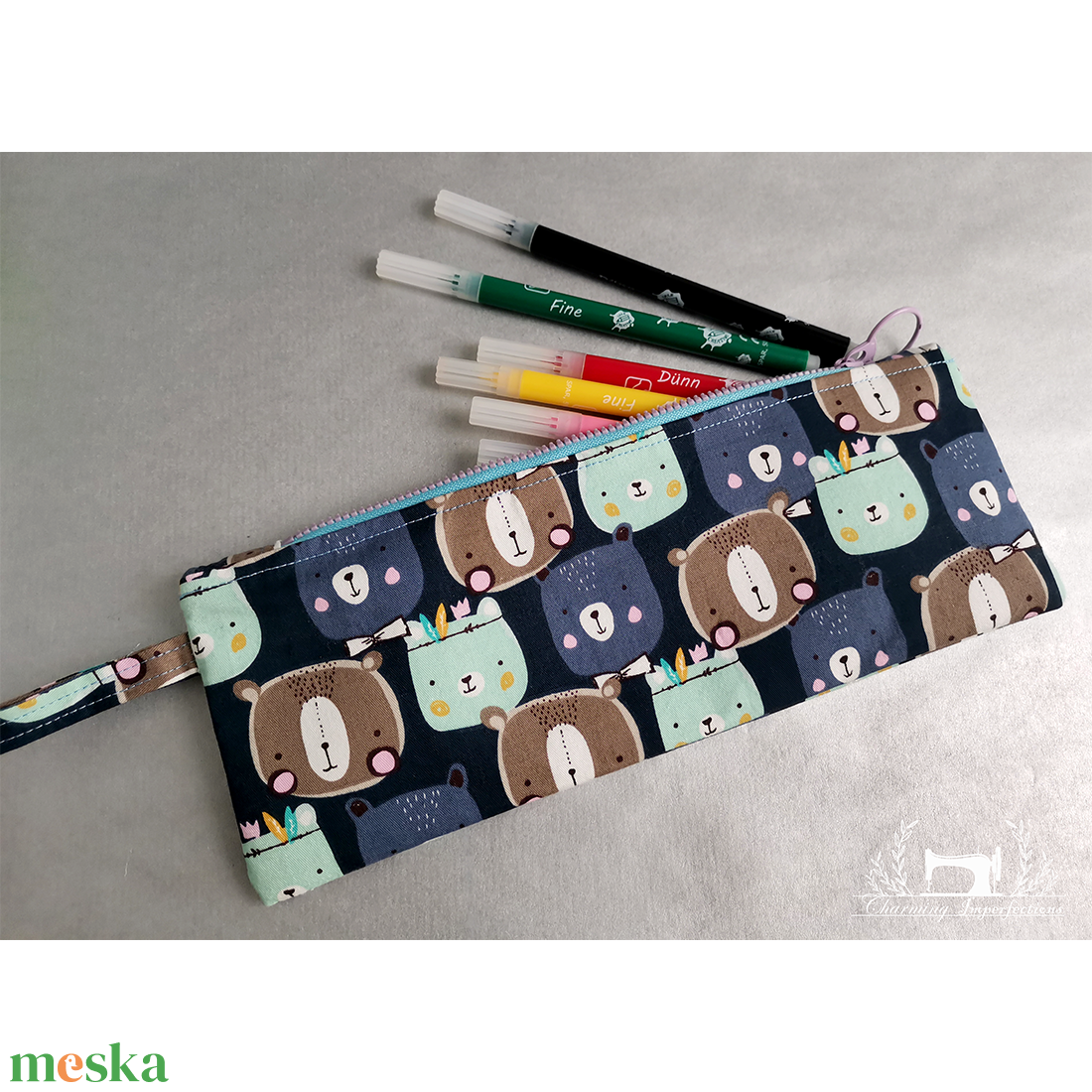 Tolltartó � Kék medve - otthon & életmód - papír, írószer - tolltartó & ceruzatekercs - Meska.hu