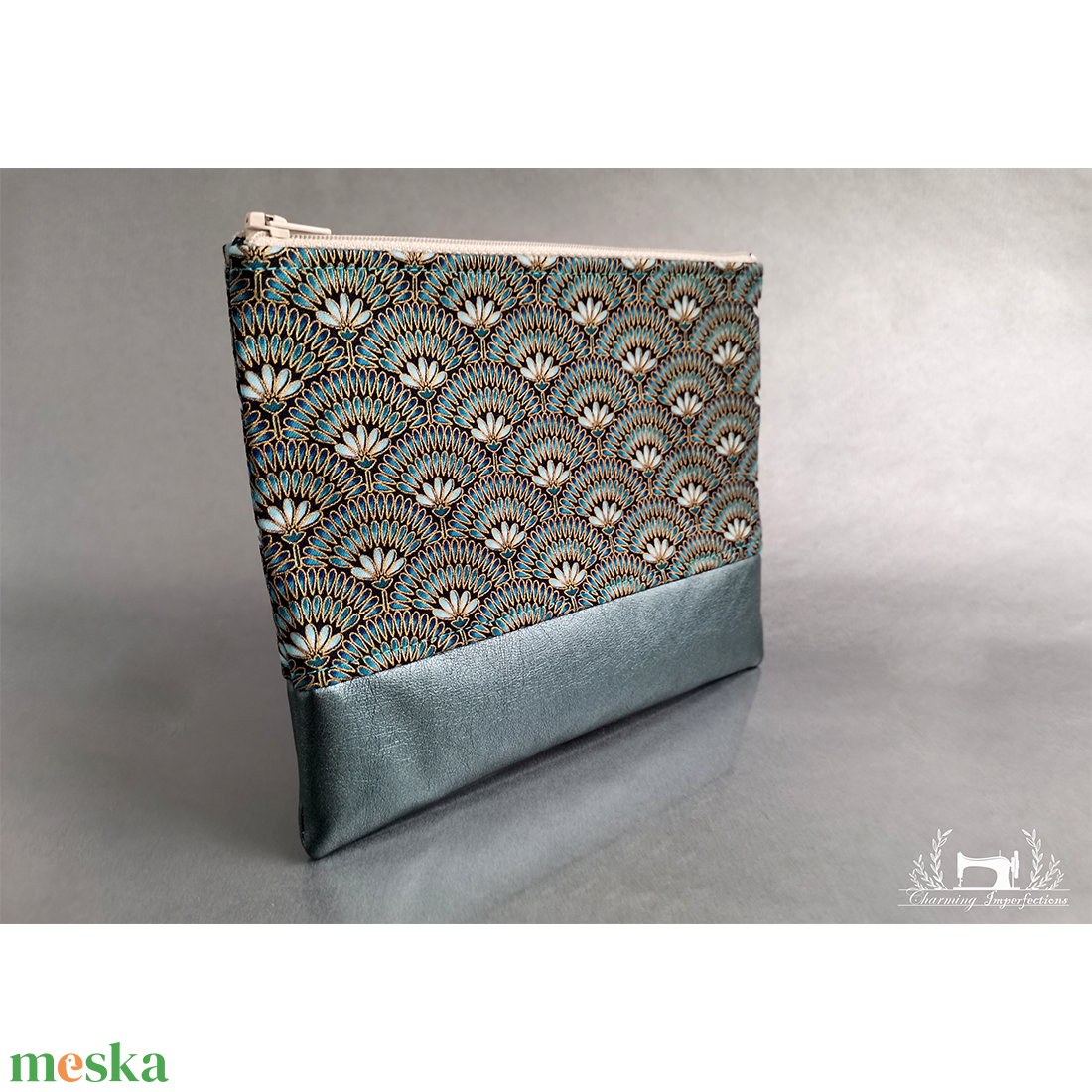 Kék Art Nouveau inspiráció � lapos neszeszer / pipere táska  - táska & tok - neszesszer - Meska.hu