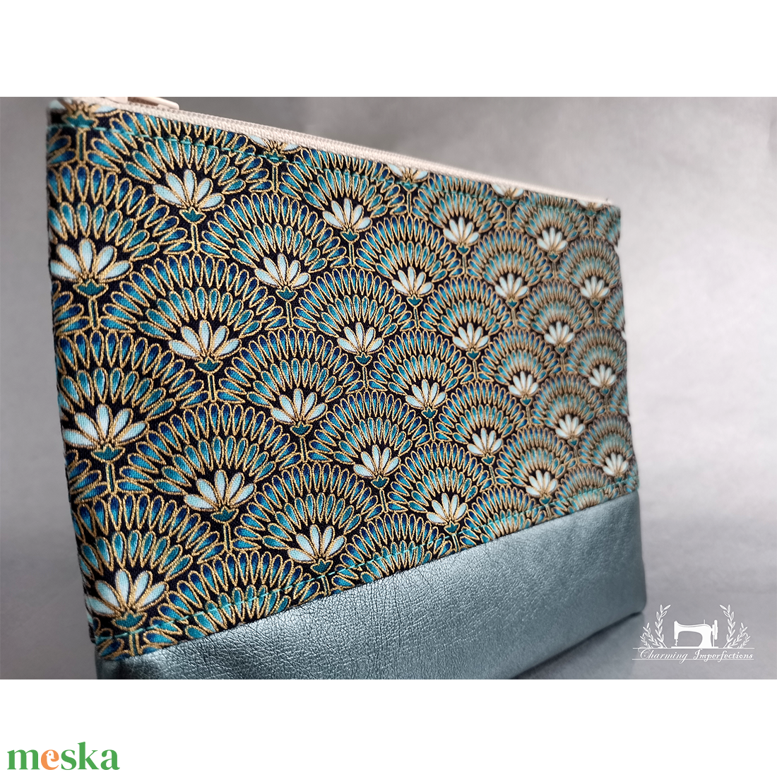 Kék Art Nouveau inspiráció � lapos neszeszer / pipere táska  - táska & tok - neszesszer - Meska.hu