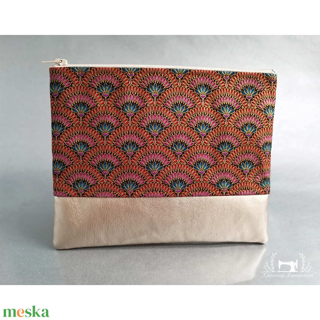 Piros Art Nouveau inspiráció � lapos neszeszer / pipere táska  - táska & tok - neszesszer - Meska.hu