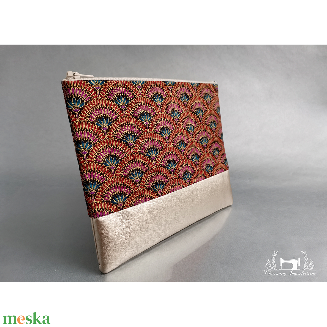 Piros Art Nouveau inspiráció � lapos neszeszer / pipere táska  - táska & tok - neszesszer - Meska.hu