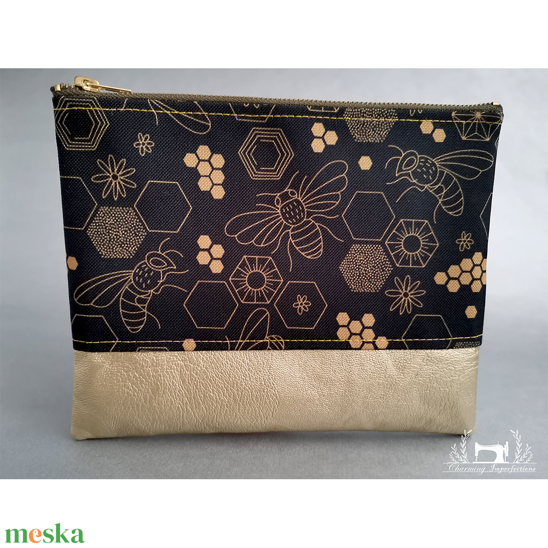 Méhek  inspiráció � lapos neszeszer / pipere táska  - táska & tok - neszesszer - Meska.hu