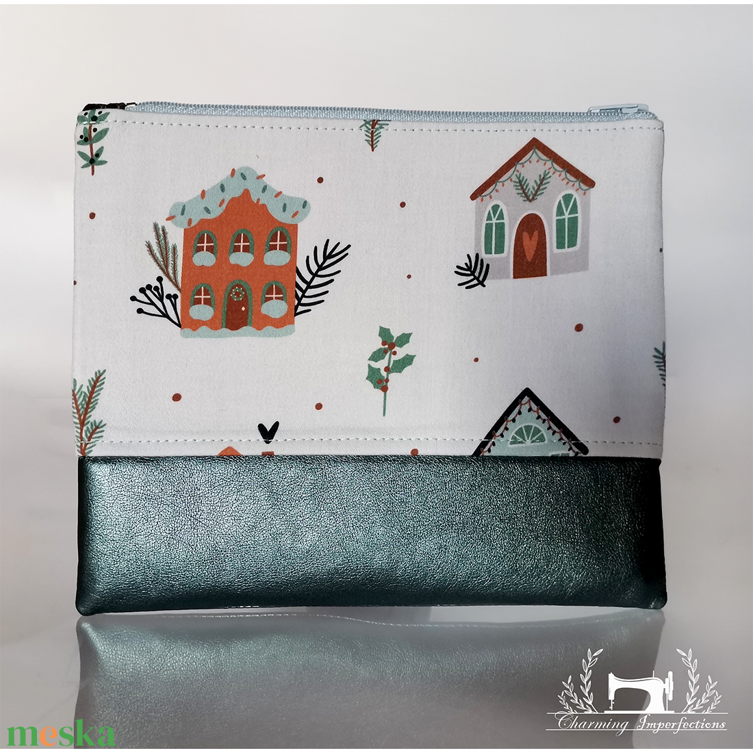 Karácsonyi házak � lapos neszeszer / pipere táska  - táska & tok - neszesszer - Meska.hu