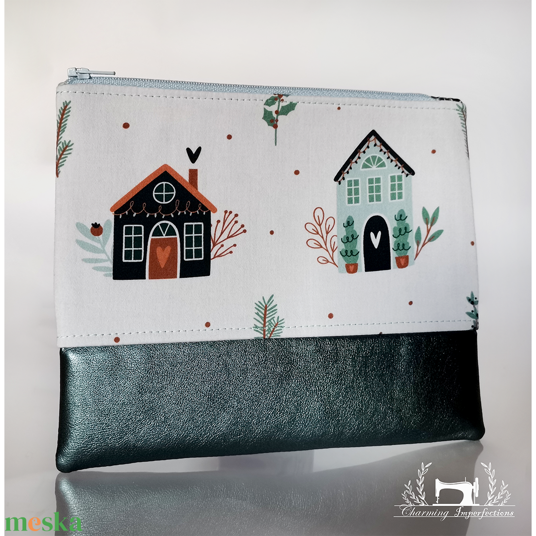 Karácsonyi házak � lapos neszeszer / pipere táska  - táska & tok - neszesszer - Meska.hu
