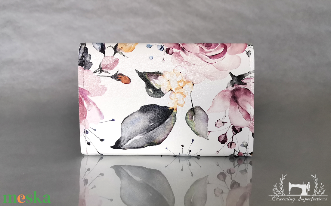 Akvarell rózsék   - parti minitárca - táska & tok - pénztárca & más tok - pénztárca - női pénztárca - Meska.hu