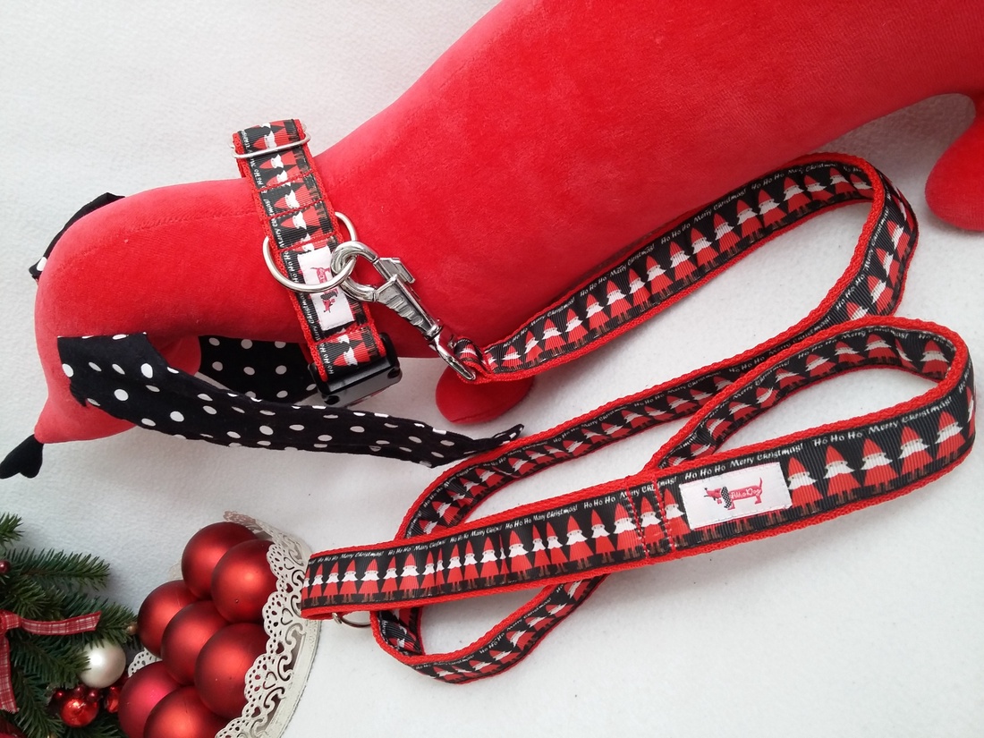 AKCIÓ!!! Polka Dog télapó karácsonyi mintás nyakörv-póráz szett -  - Meska.hu