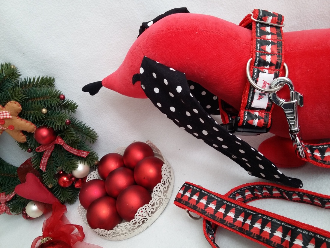 AKCIÓ!!! Polka Dog télapó karácsonyi mintás nyakörv-póráz szett -  - Meska.hu