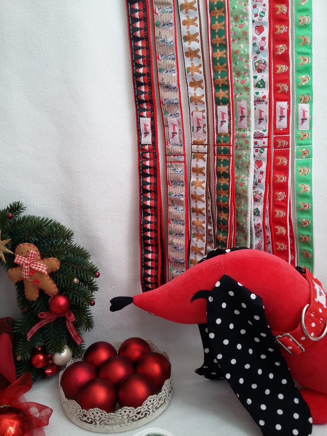 AKCIÓ!!! Polka Dog télapó karácsonyi mintás nyakörv-póráz szett -  - Meska.hu