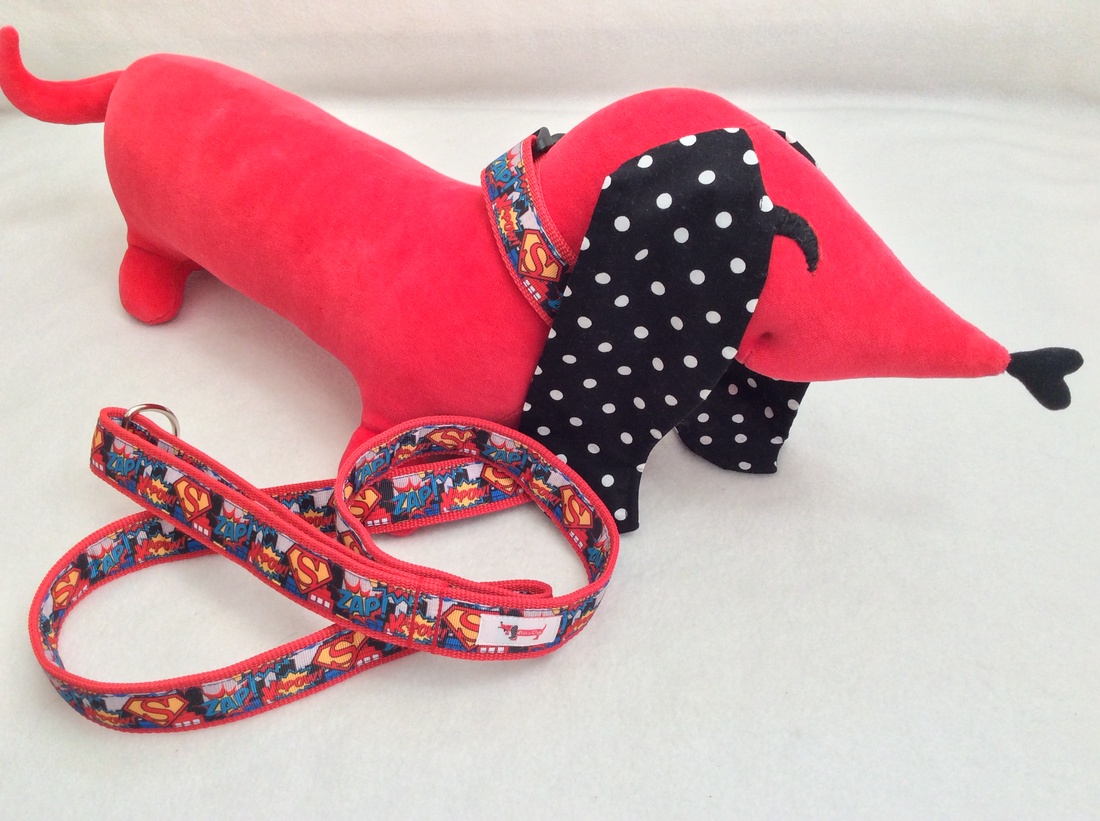 Polka Dog Superman mintás nyakörv-póráz szet -  - Meska.hu