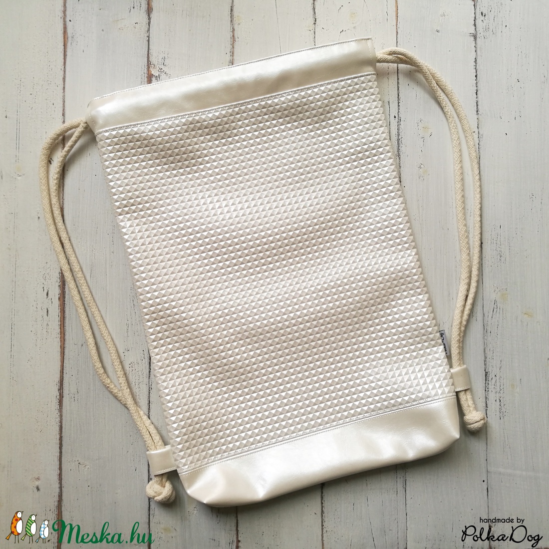 Polka Dog gymbag - gyöngyház  -  - Meska.hu