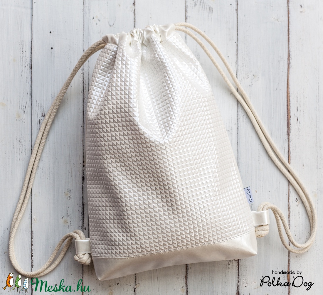 Polka Dog gymbag - gyöngyház  -  - Meska.hu