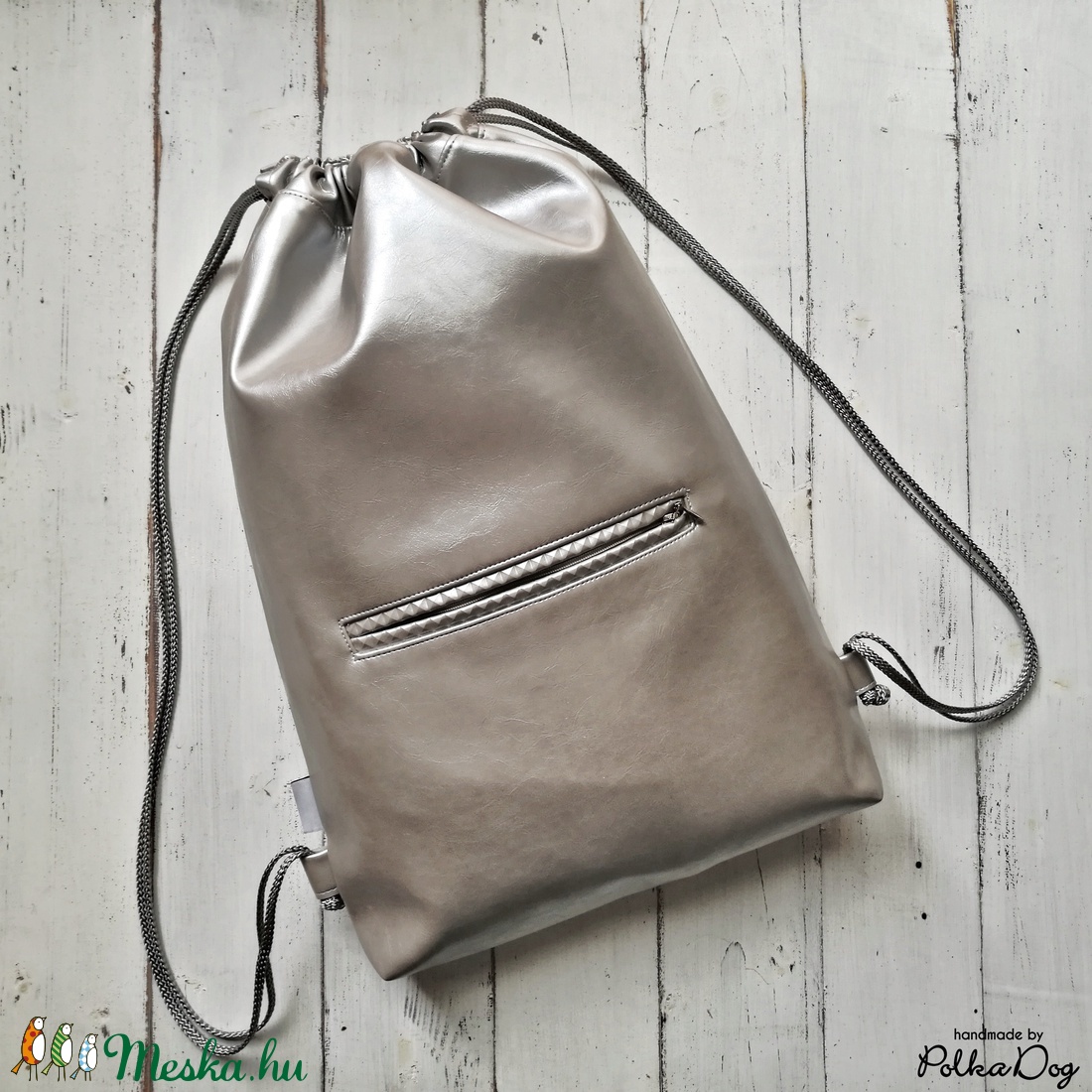 Polka Dog gymbag - ezüst  -  - Meska.hu