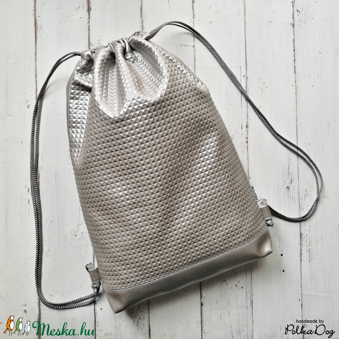 Polka Dog gymbag - ezüst  -  - Meska.hu