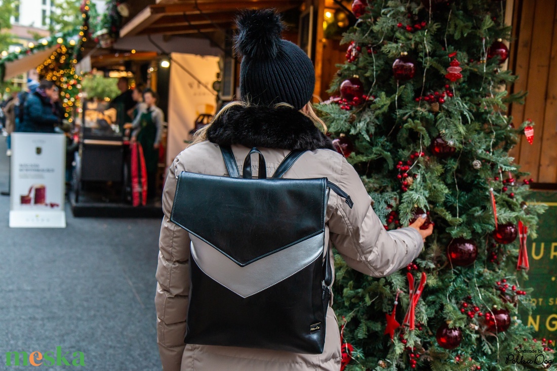 fekete - ezüst metál hátizsák - táska & tok - hátizsák - hátizsák - Meska.hu