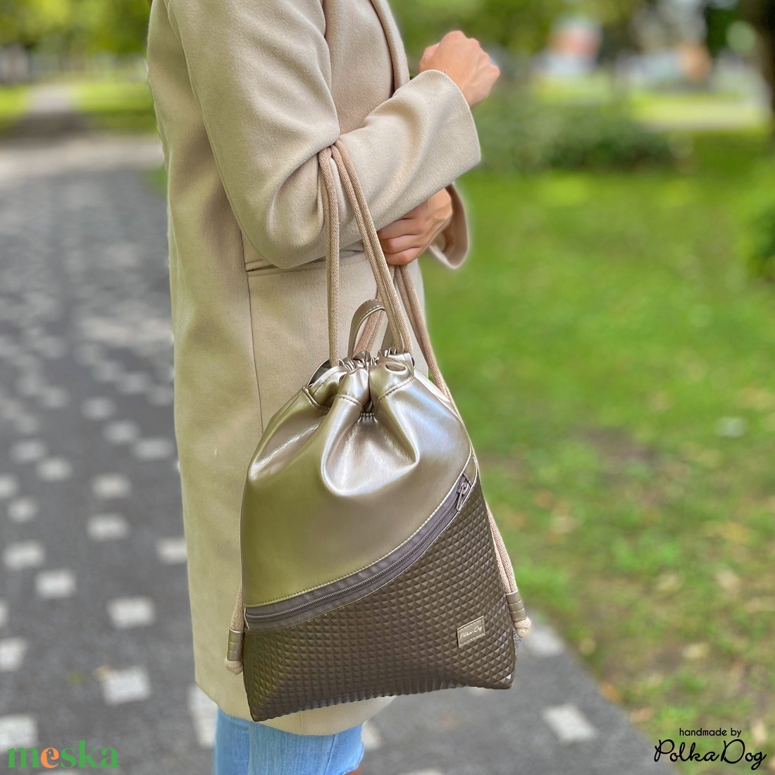 Pezsgő - bronz gyémánt gymbag - táska & tok - hátizsák - tornazsák, gymbag - Meska.hu