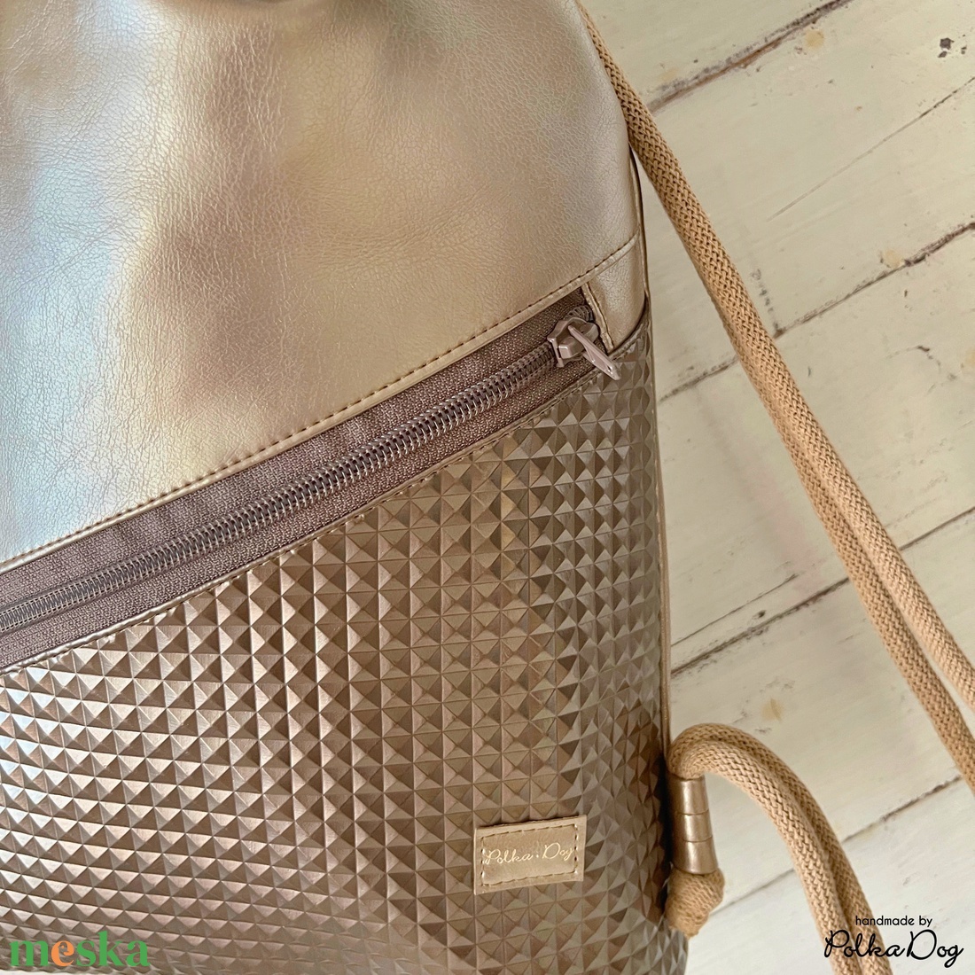 Pezsgő - bronz gyémánt gymbag - táska & tok - hátizsák - tornazsák, gymbag - Meska.hu