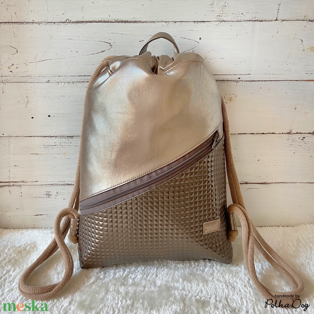 Pezsgő - bronz gyémánt gymbag - táska & tok - hátizsák - tornazsák, gymbag - Meska.hu