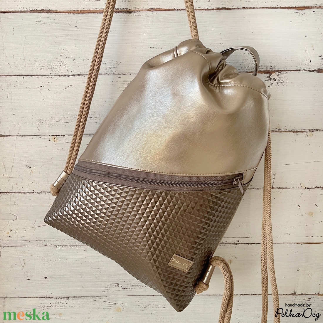 Pezsgő - bronz gyémánt gymbag - táska & tok - hátizsák - tornazsák, gymbag - Meska.hu