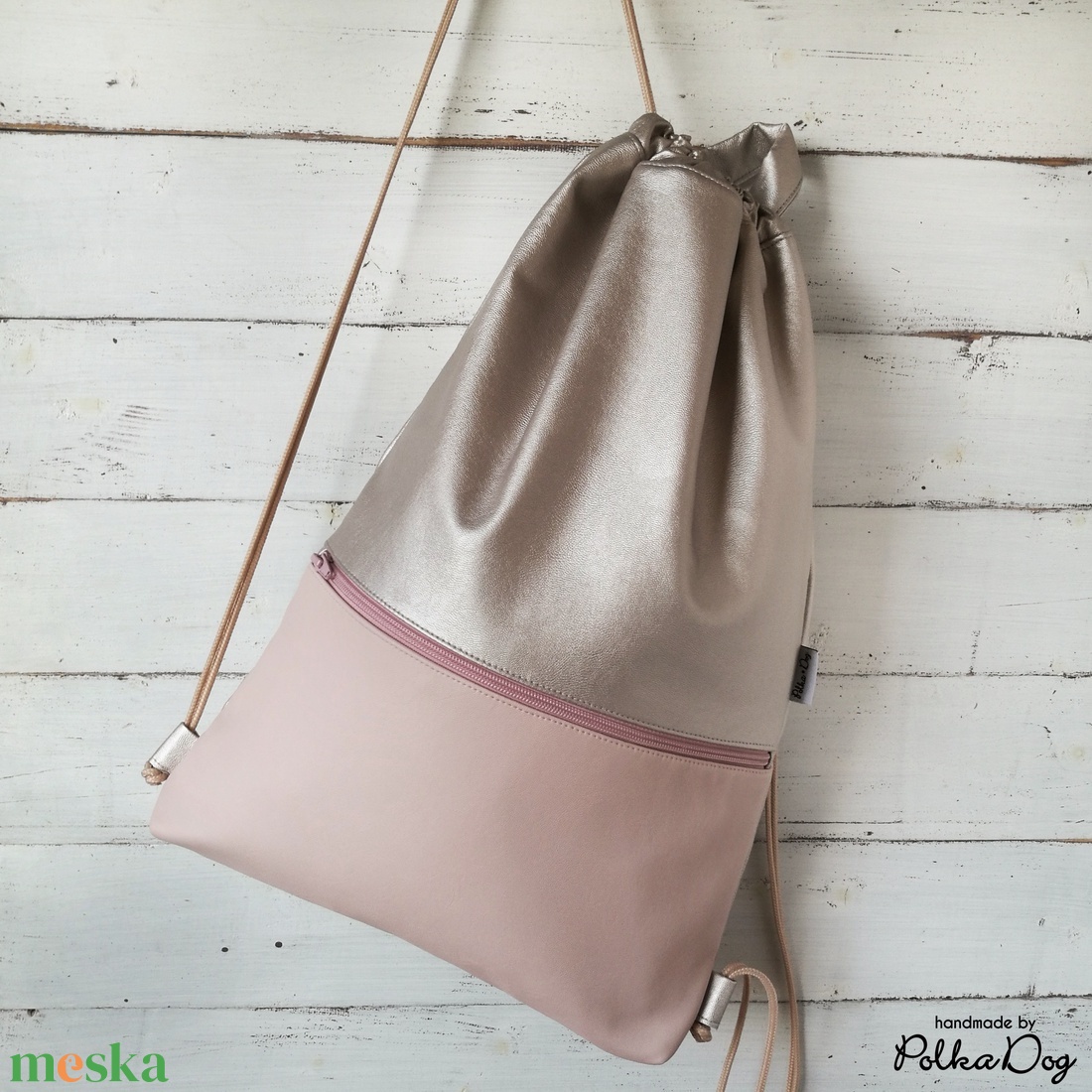 pezsgő - púder textilbőr gymbag - táska & tok - hátizsák - tornazsák, gymbag - Meska.hu