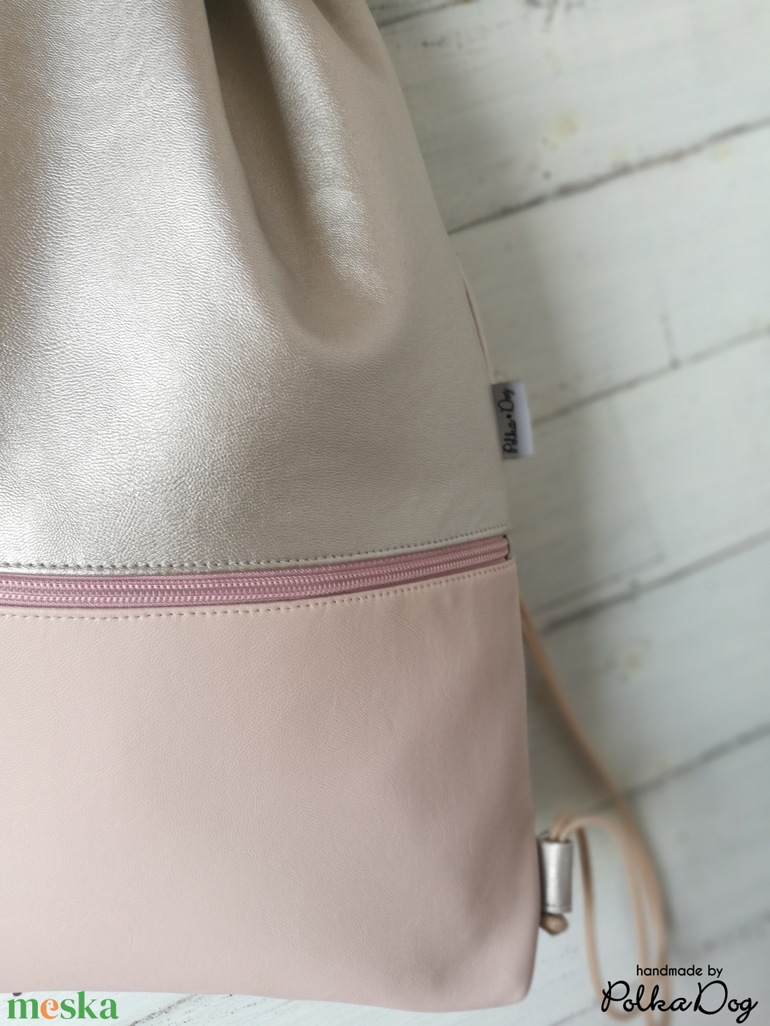 pezsgő - púder textilbőr gymbag - táska & tok - hátizsák - tornazsák, gymbag - Meska.hu