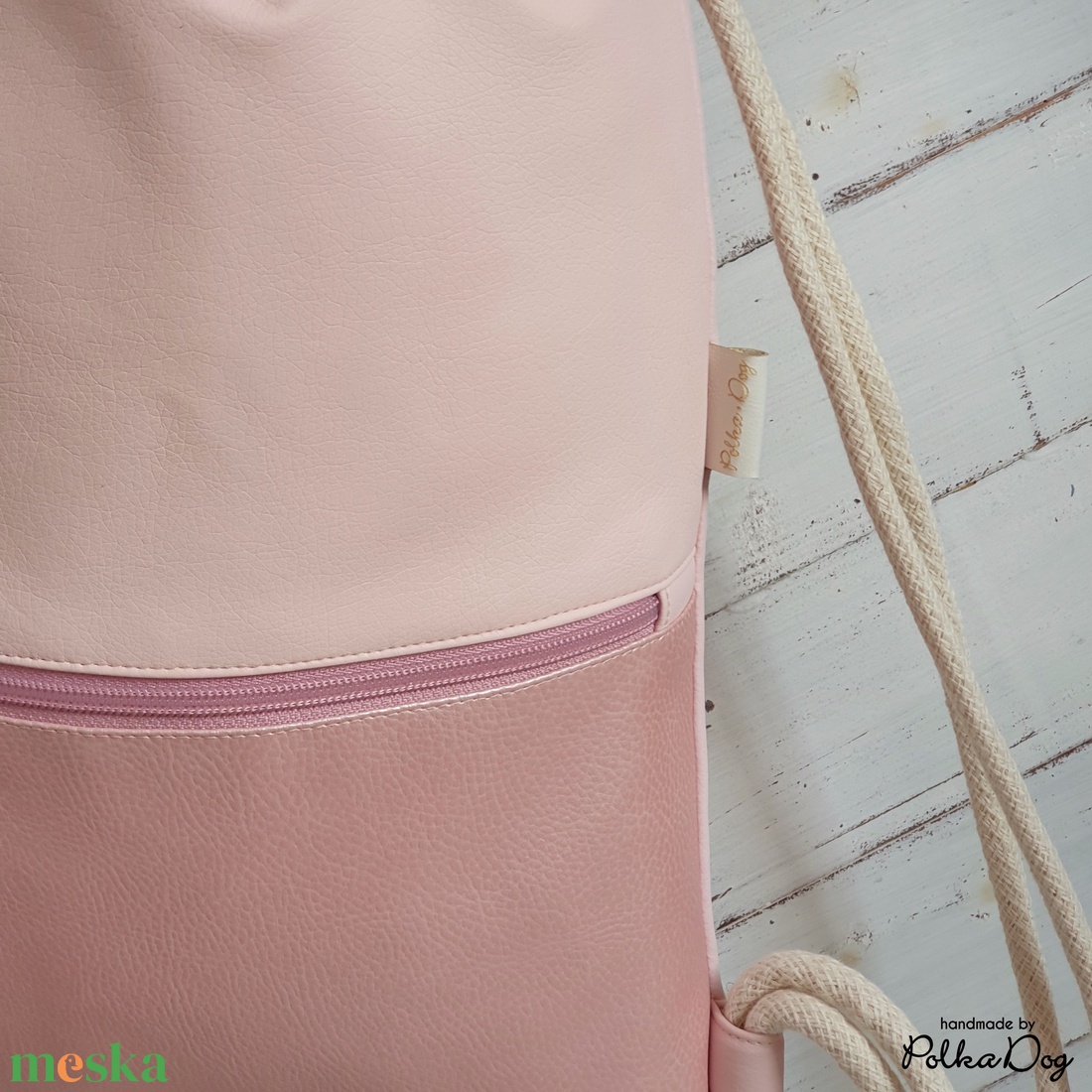 púder - rosé textilbőr gymbag - táska & tok - hátizsák - tornazsák, gymbag - Meska.hu