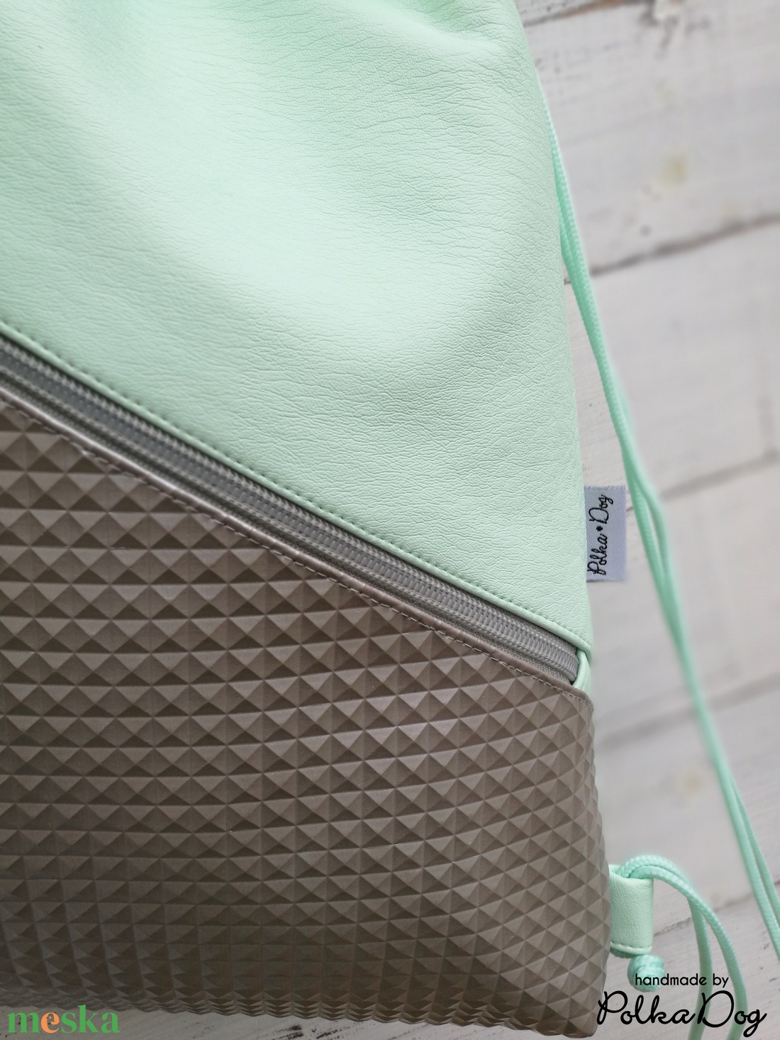 Menta - bronz gyémánt textilbőr gymbag - táska & tok - hátizsák - tornazsák, gymbag - Meska.hu