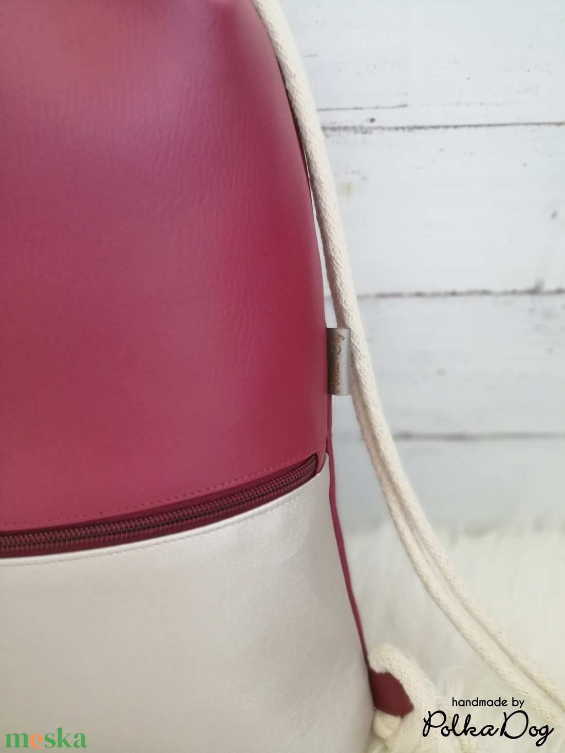 Bordó - pezsgő textilbőr gymbag - táska & tok - hátizsák - tornazsák, gymbag - Meska.hu