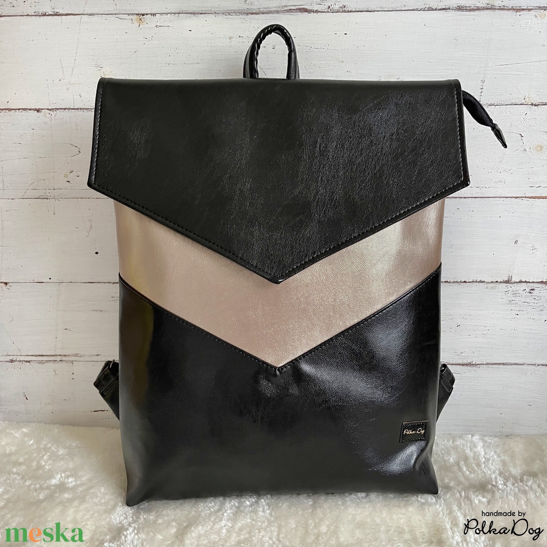 fekete - pezsgő metál hátizsák - táska & tok - hátizsák - hátizsák - Meska.hu