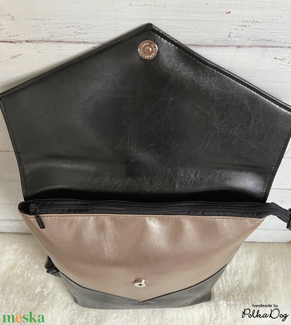 fekete - pezsgő metál hátizsák - táska & tok - hátizsák - hátizsák - Meska.hu