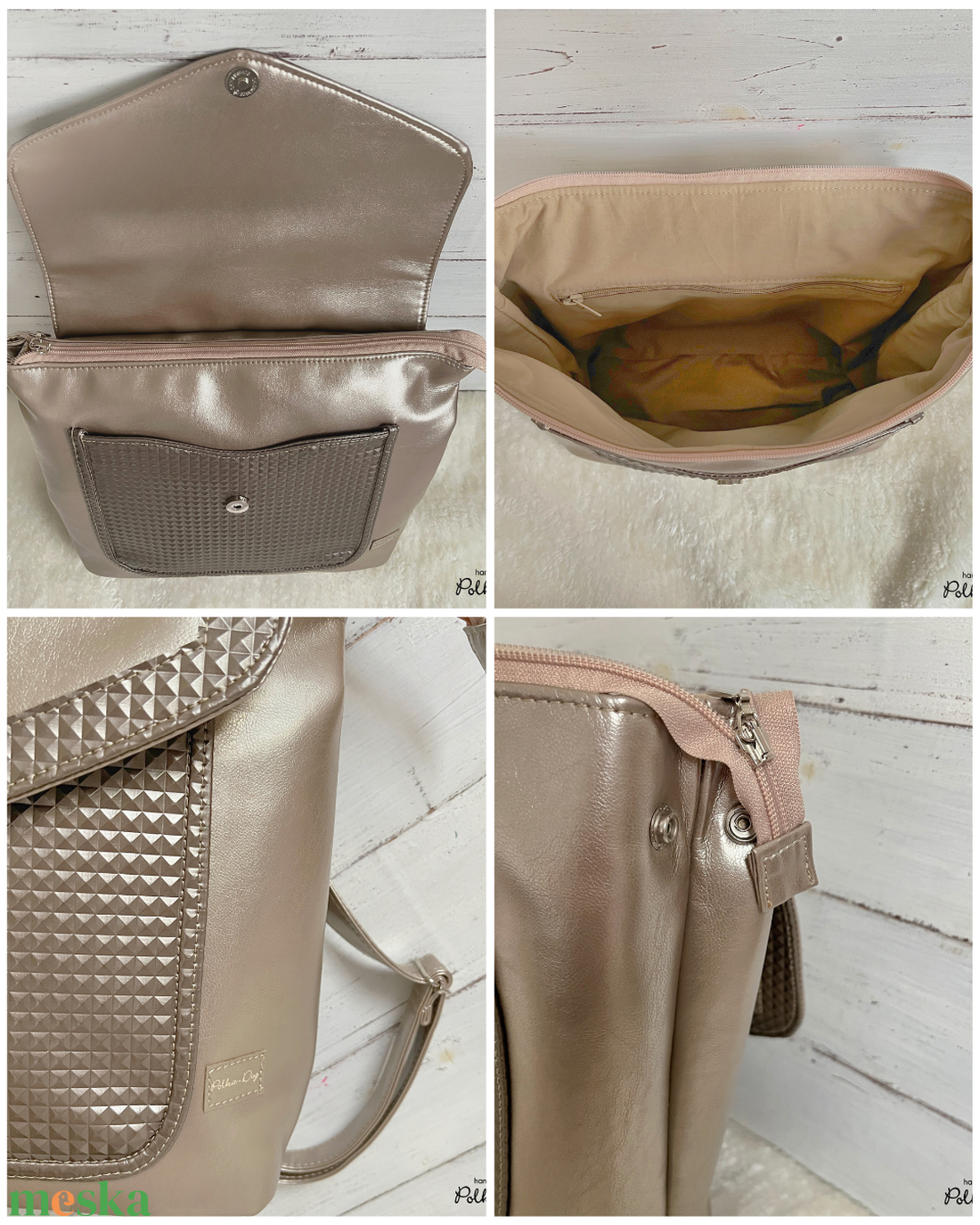 pezsgő - bronz gyémánt hátizsák - táska & tok - hátizsák - hátizsák - Meska.hu